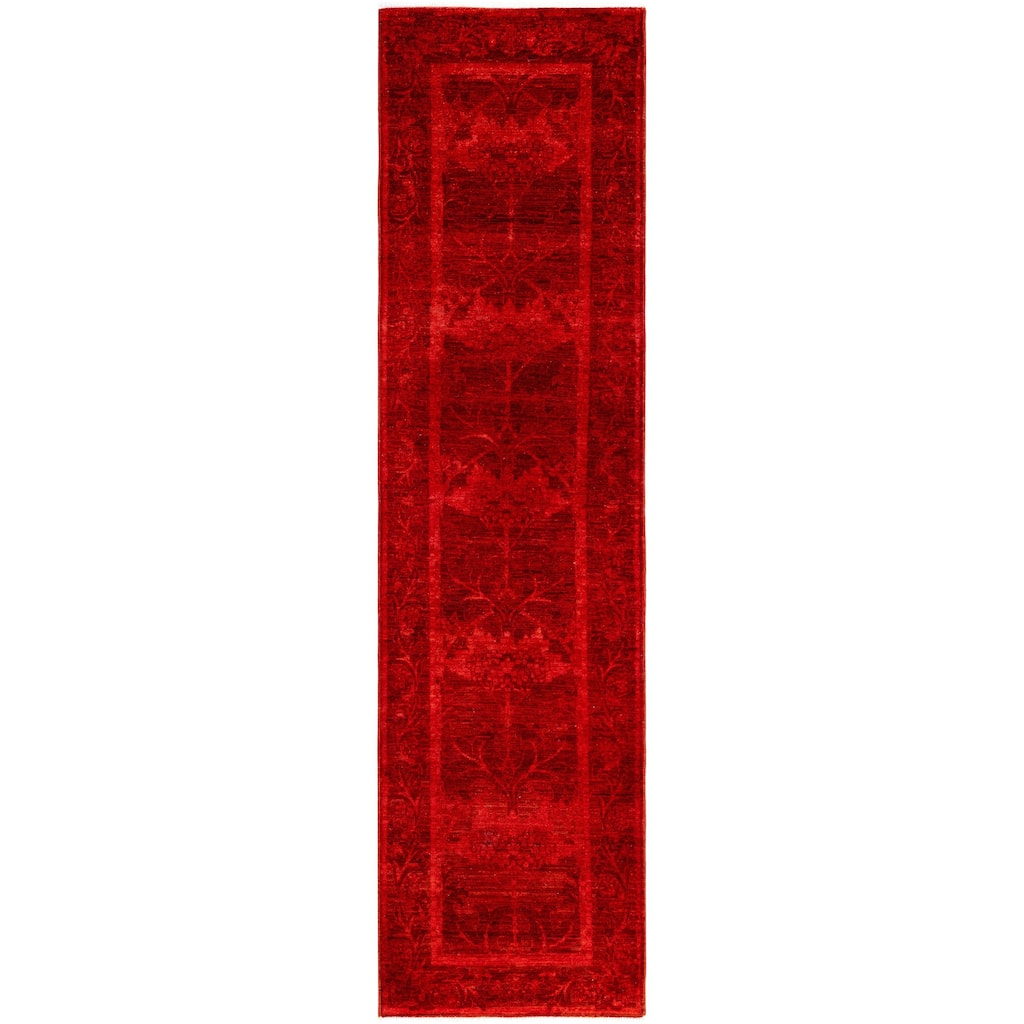 Overdyed One-of-a-Kind Hand-Knotted Area Rug - Red - 2' 6" x 9' 8"