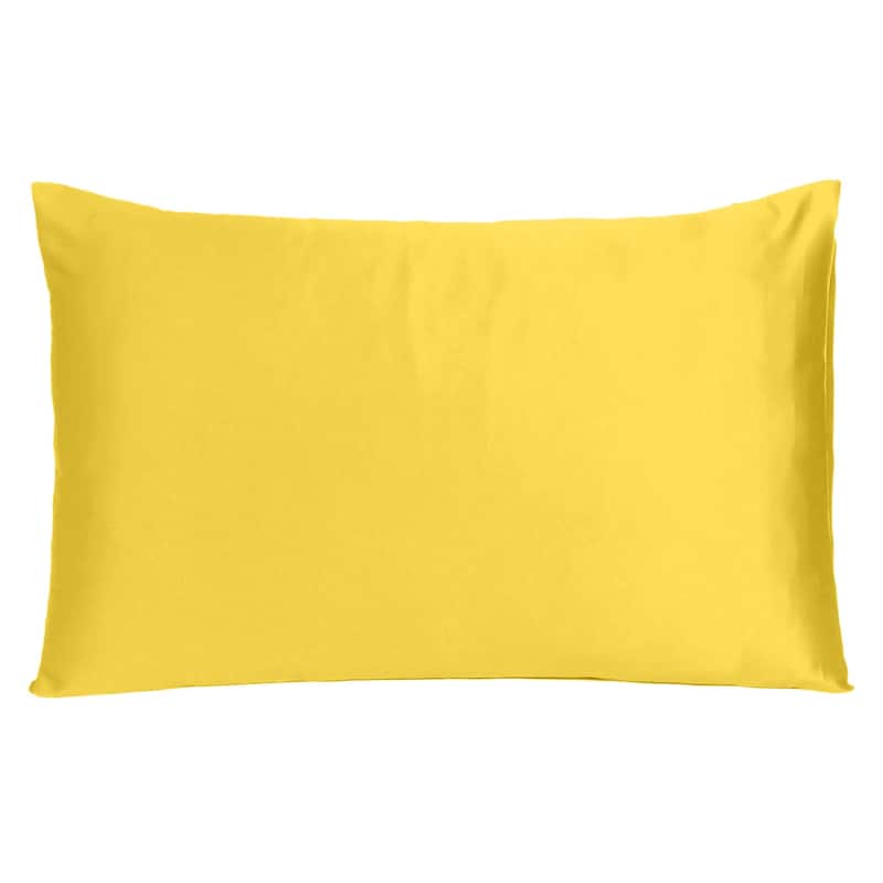 HomeRoots Lemon Dreamy Set Of 2 Silky Satin Queen Pillowcases - Yellow - 20' X '30' X '1
