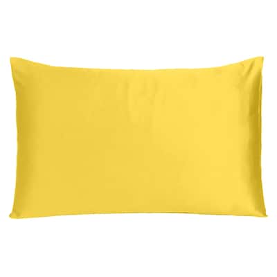 HomeRoots Lemon Dreamy Set Of 2 Silky Satin Standard Pillowcases