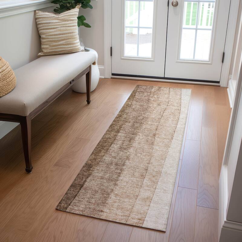 Machine Washable Indoor/ Outdoor Chantille Modern Horizon Rug