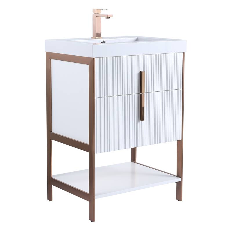 Fine Fixtures Serenity Modern Bathroom Vanity with White Gel Acrylic Top