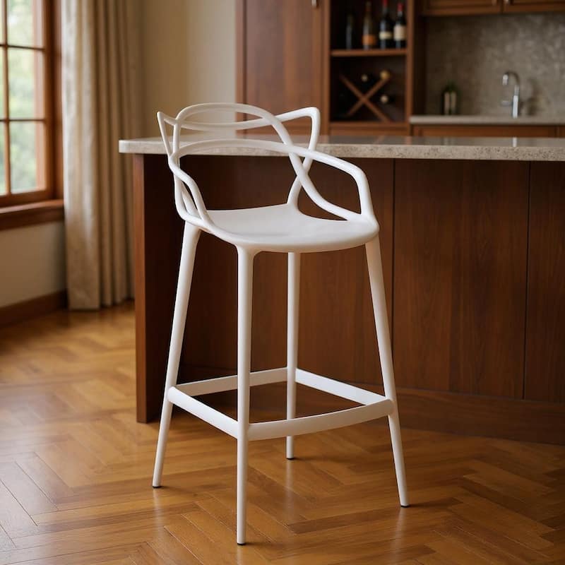 HomeRoots 31" White Heavy Duty Plastic Bar Height Bar Chair - 19.5