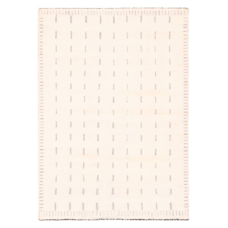 ECARPETGALLERY Hand-knotted Tangier Cream Wool Rug - 5'3 x 7'4