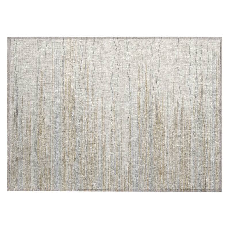 Machine Washable Indoor/ Outdoor Modern Stripe Chantille Rug
