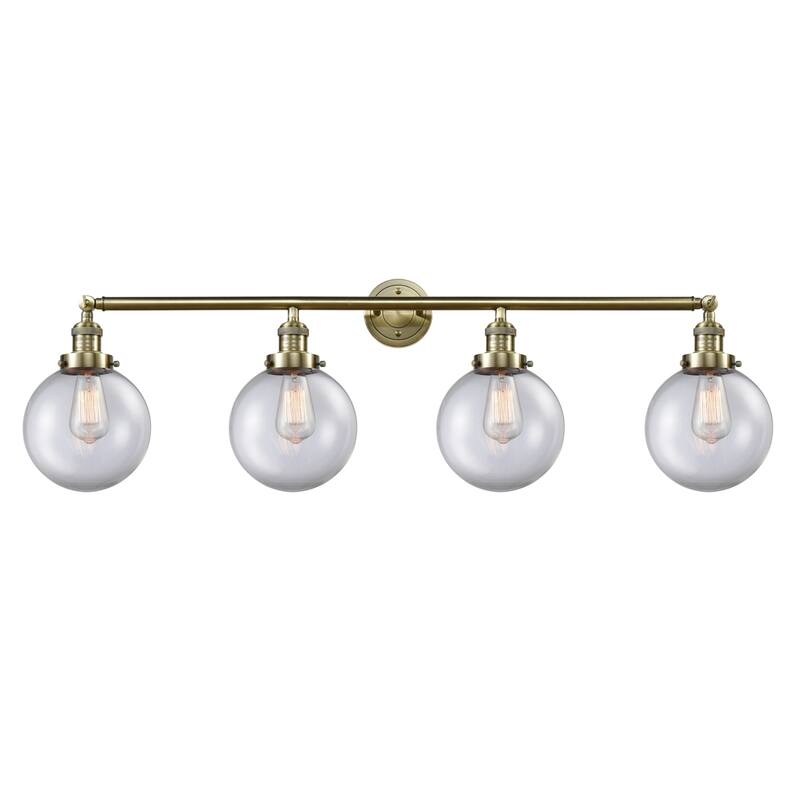 Innovations Lighting 215-14-44 Beacon Vanity Beacon 4 Light 44" Wide - Antique Brass / Clear