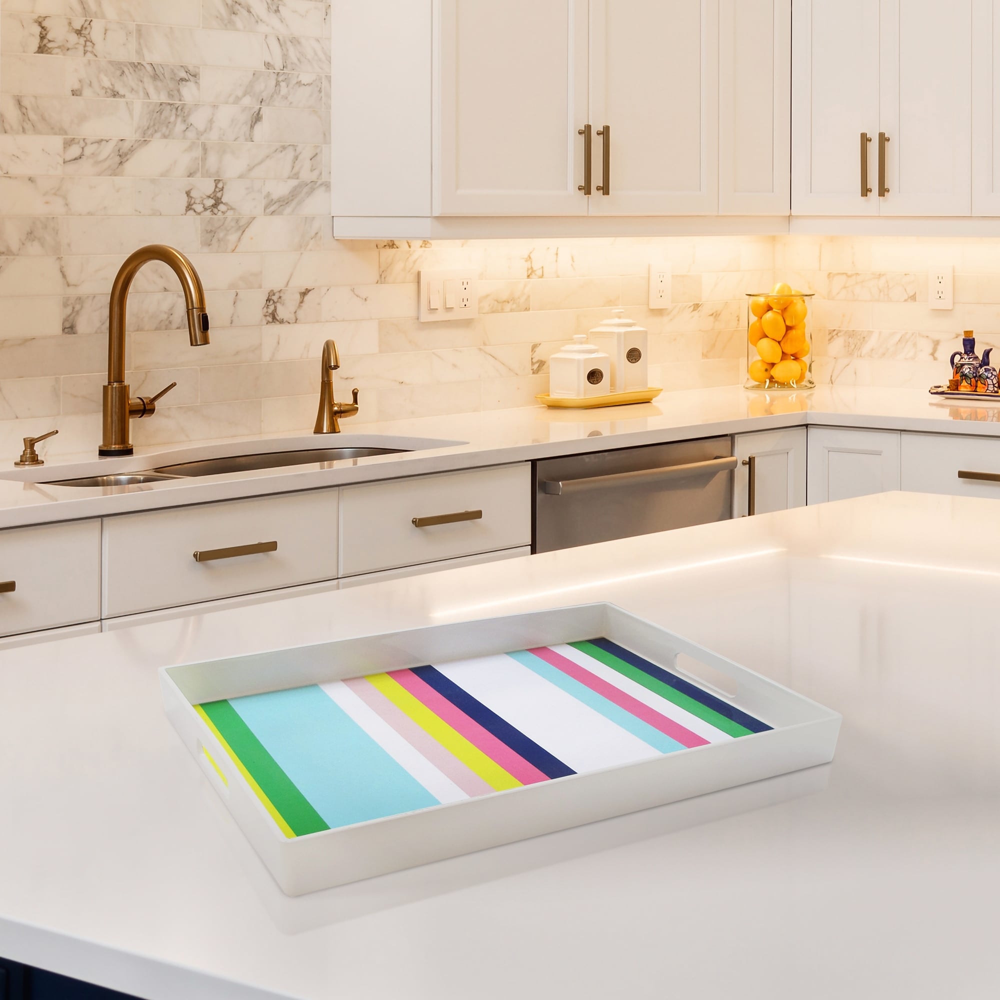 Trina Turk Stripes Rect Tray Overstock 30900531