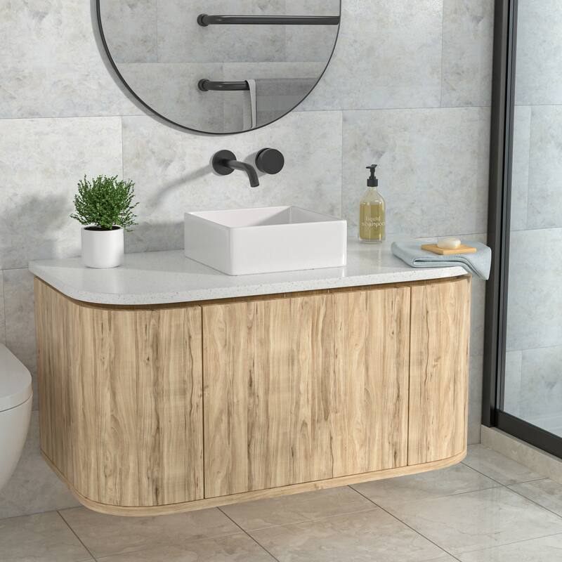 15 Inch Vessel Sink Square White Ceramic Bathroom Sink