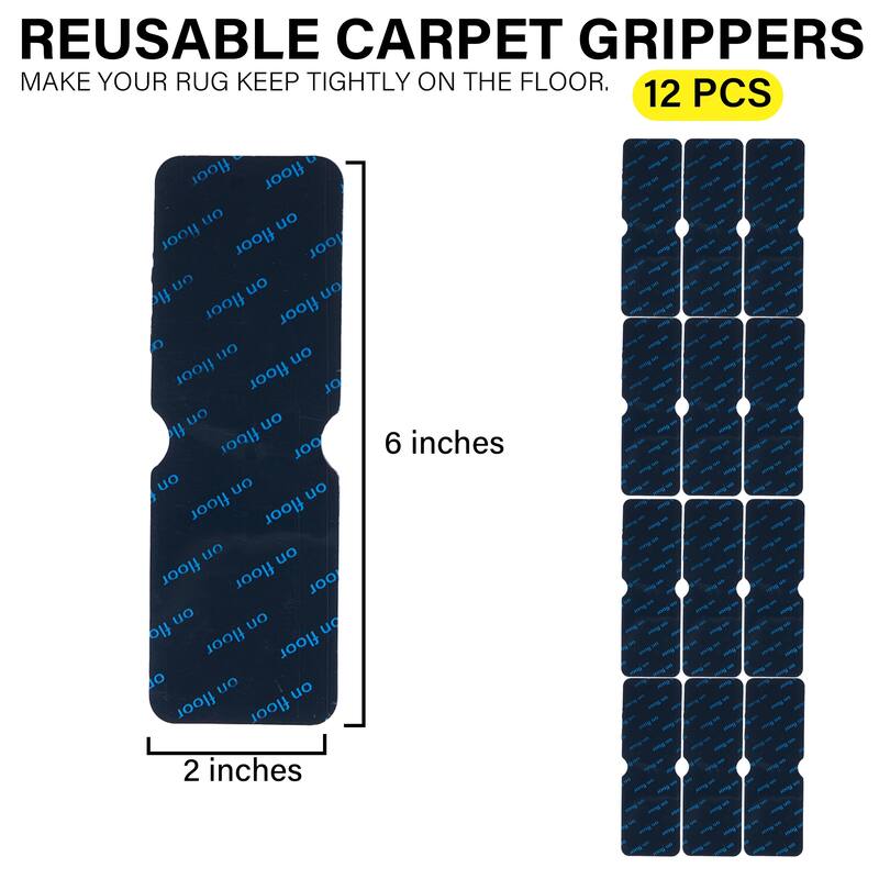 Non Slip Rug Tape / Adhesive - Black - 6" X 2"