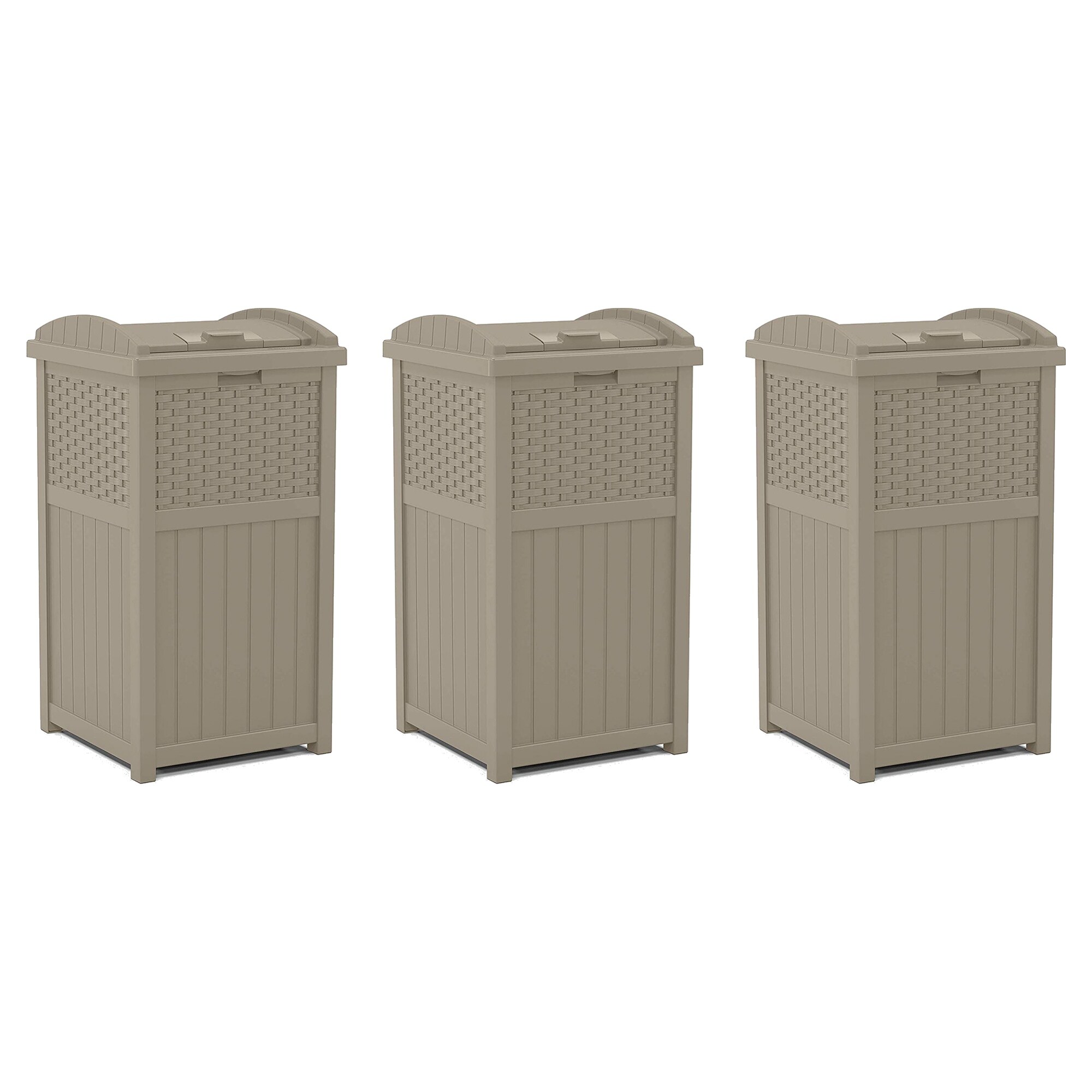 Suncast 33 Gallon Resin Outdoor Hideaway Patio Trash Can, Cyberspace Grey