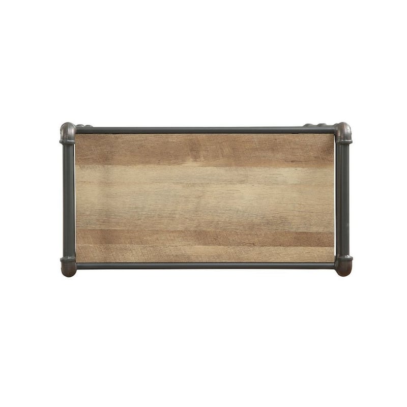 Five-Tier Metal Bookshelf With Wooden Shelves, Oak Brown & Gray