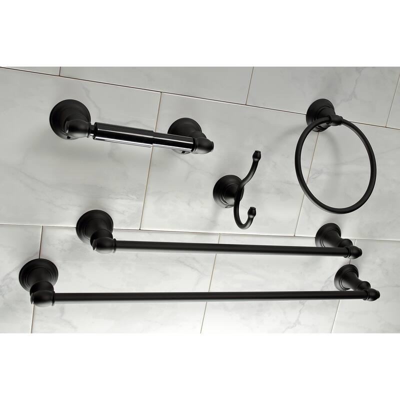 Kingston Brass Provence 5-Piece Bathroom Accessory Set in Black - Black