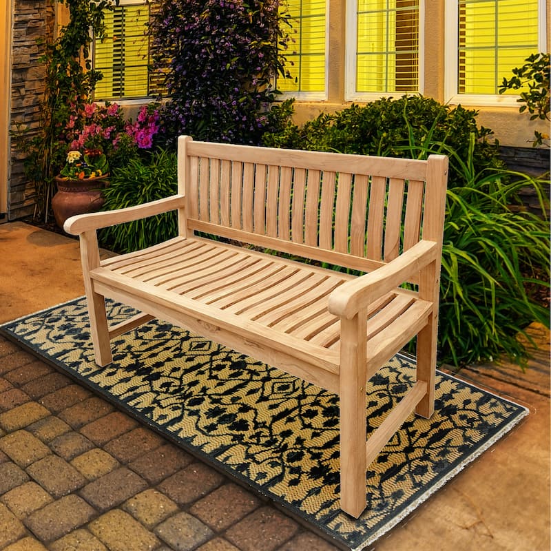 Seven Seas Teak San Juan Teak Wood Outdoor Patio Bench, 4 Foot