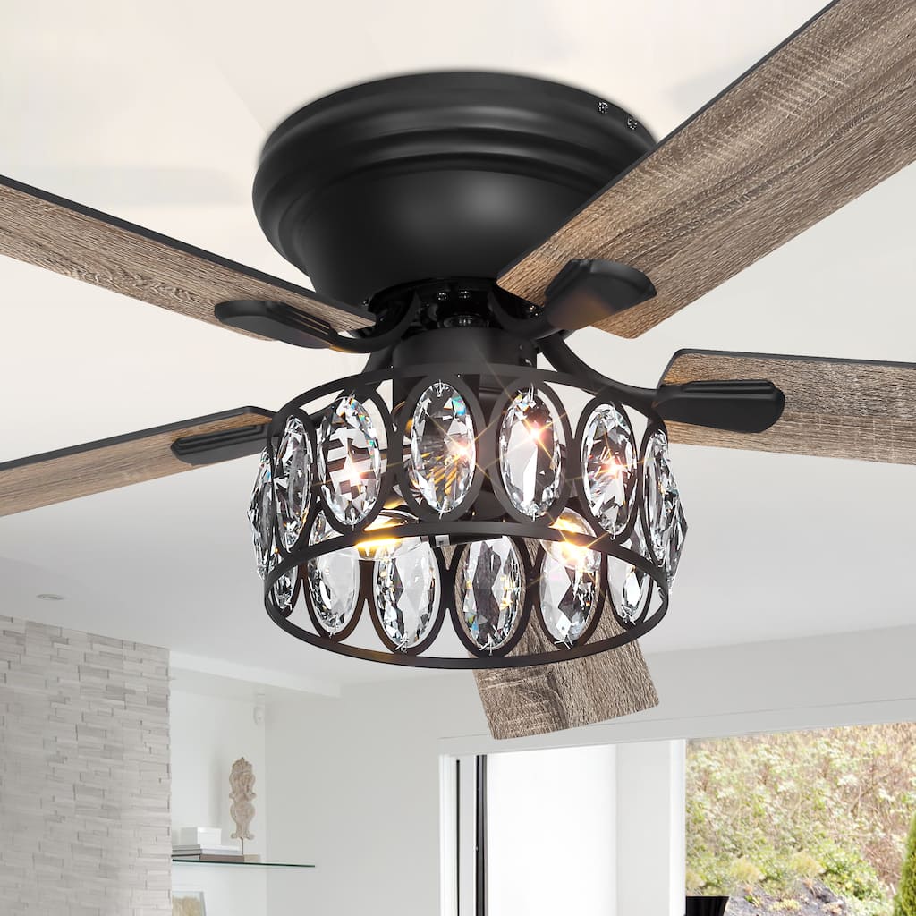 52" Flush Mount 5-Blade Ceiling Fan with Light Kit and Remote