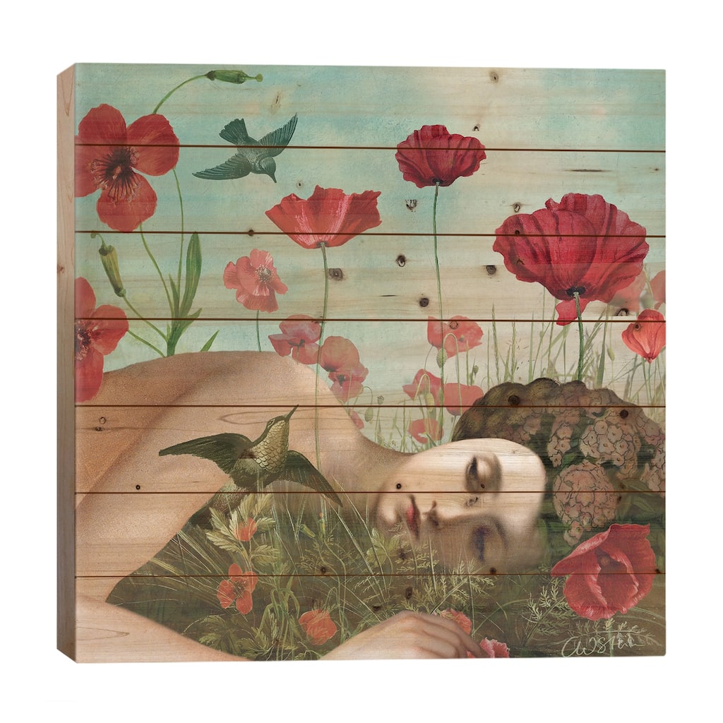 In The Poppy Field Print On Wood by Catrin Welz-Stein - Multi-Color