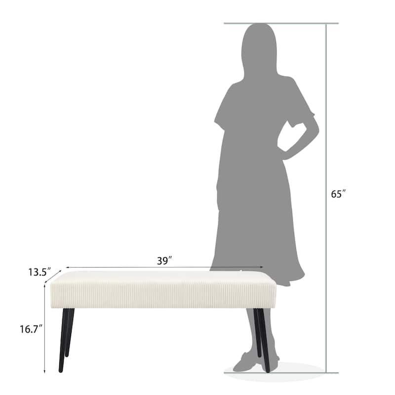 Adeco Modern End of Bed Bench Tufted Ottoman