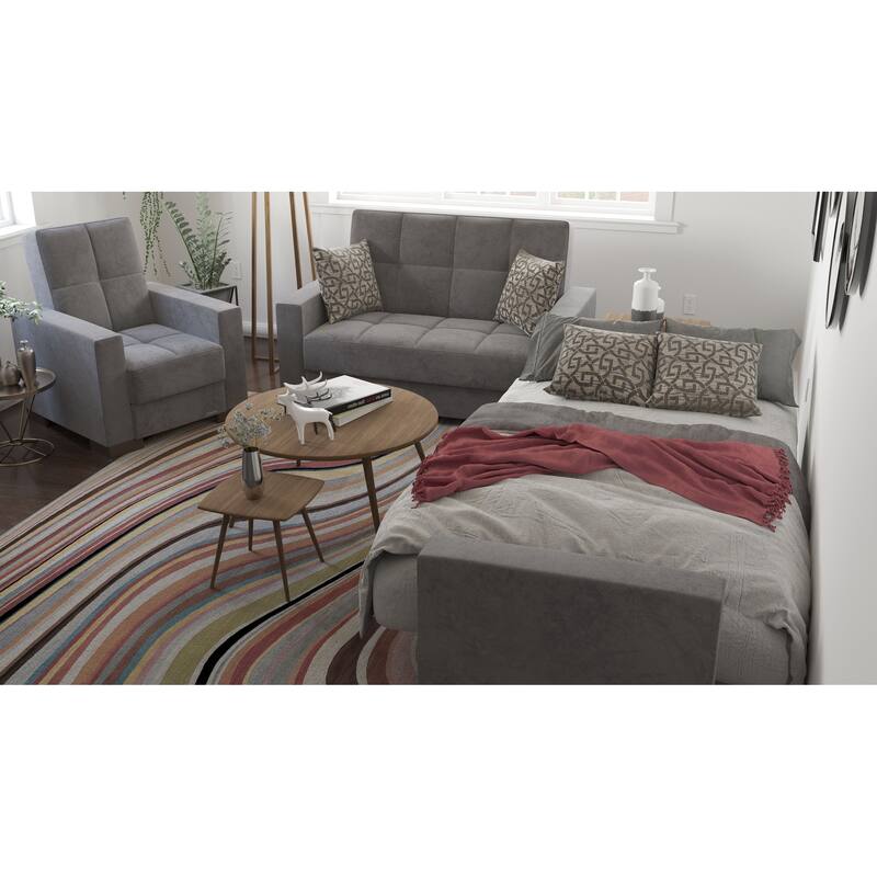 Collection Upholstered Convertible Loveseat With Storage