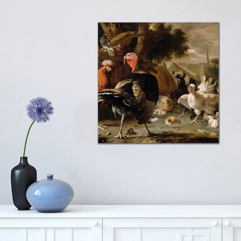 iCanvas "Poultry Yard, c.1668" by Melchior de Hondecoeter Canvas Print - 18x18x1.5