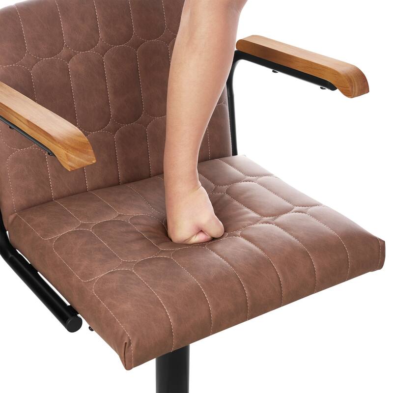 2/4 Pack Flocked Bar Stools Swivel 35.4"-43.3" Adjustable Height Arms Counter Bar Height Kitchen Island Set