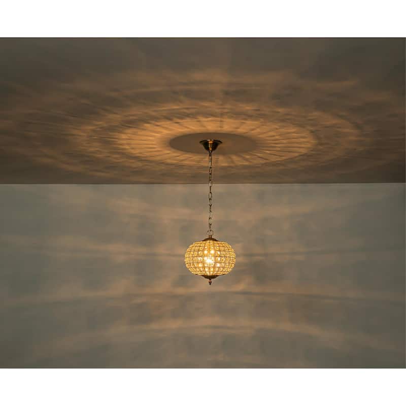 Retro French 4/5-Light Antique Brass Globe Crystal Chandelier for Living/Dining Room