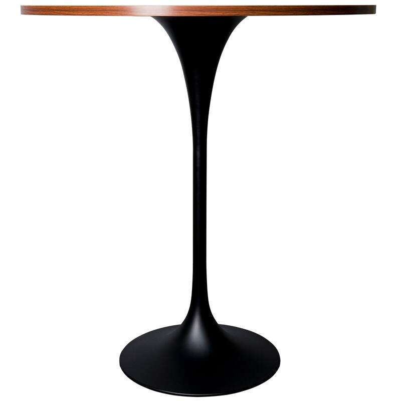 LeisureMod Verve 36" Bar Height Dining Table with MDF Round Top in Black Marbleized