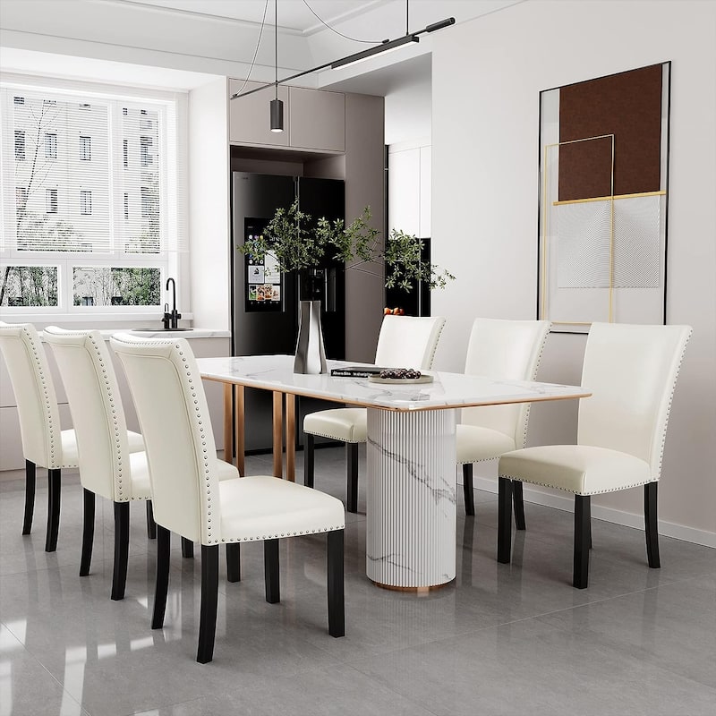 Chairs Faux Leather Dining Chairs Set of 2