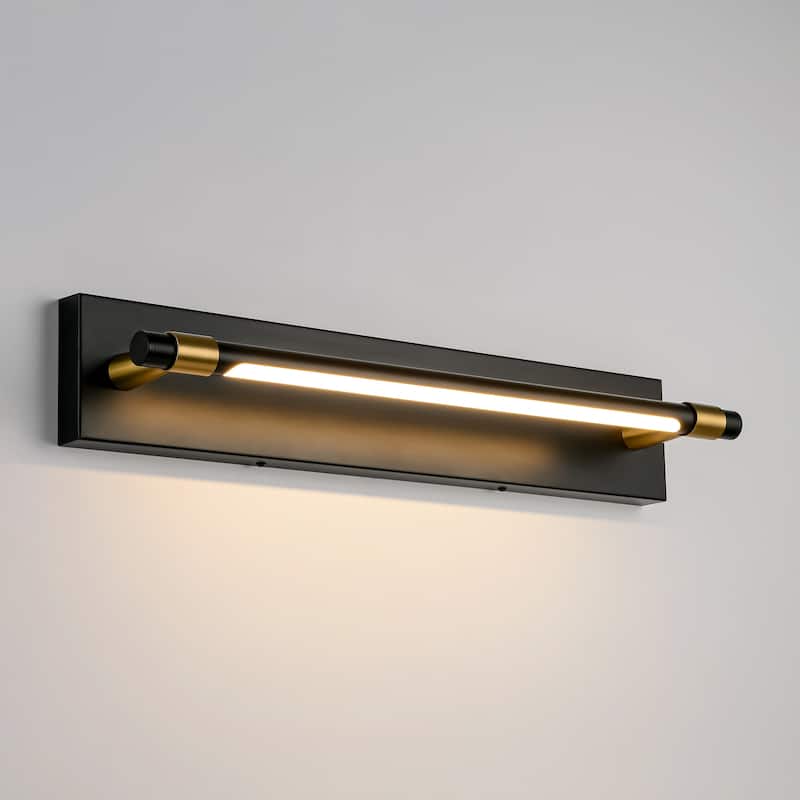 1-Light Modern Black/Gold Rotatable Linear LED Bathroom Vanity Light