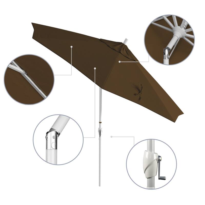 California Umbrella 9' Rd. Aluminum Patio Umbrella, Crank Lift with Push Button Tilt, White Finish, Pacifica Fabric