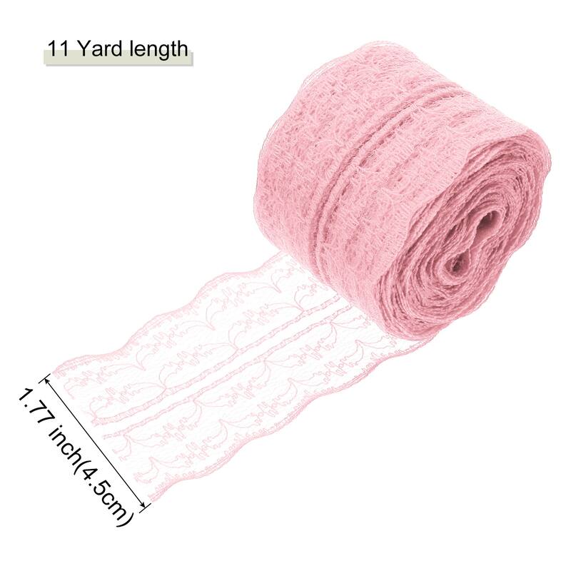 1.8 Inch Wide 11 Yard Lace Ribbon Floral Pattern Red Lace Trim Ribbon