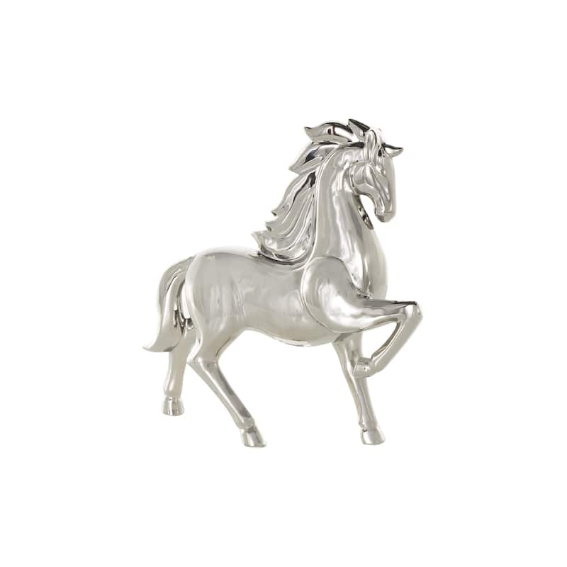 Ceramic Prancing Horse Decorative Sculpture - Gold or Silver - Silver