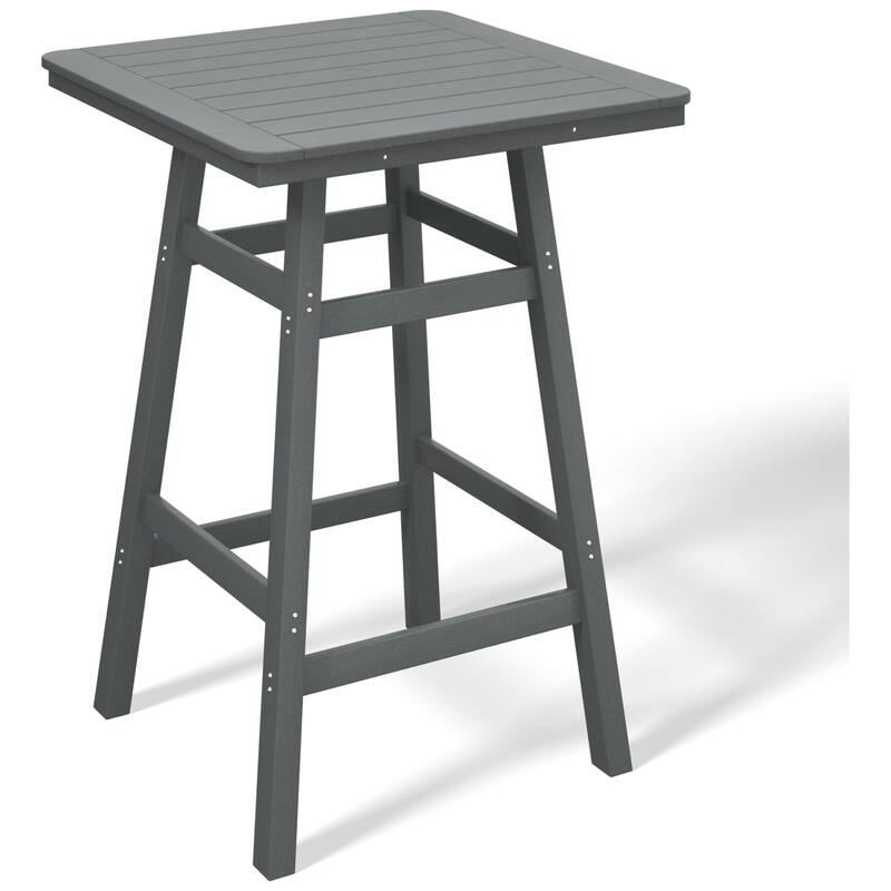 Laguna Hdpe All Weather Outdoor Patio 30" Square Bar Table - Gray
