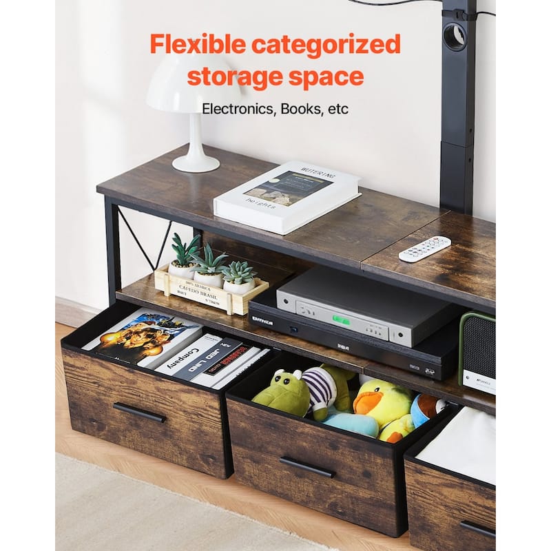 52" TV Stand with Mount for 75" TVs, Adjustable with Storage Drawers - 50.8 x 11.8 x 20.1 in