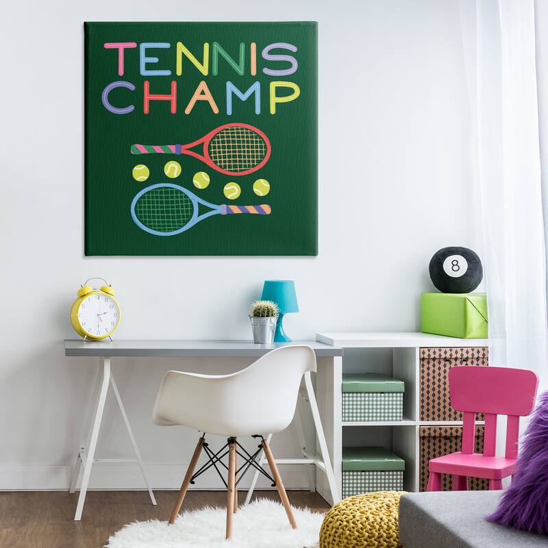 Stupell Tennis Champ Racket & Balls Canvas Wall Art Design By Sazerelli Designs