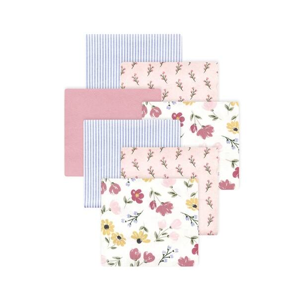 slide 1 of 1, Little Treasure Hudson Baby Girls Cotton Poly Flannel Receiving Blankets Multipack, Pink Soft Painted Floral, 30x30 inches 30x30 inches - Pink Soft Painted Floral