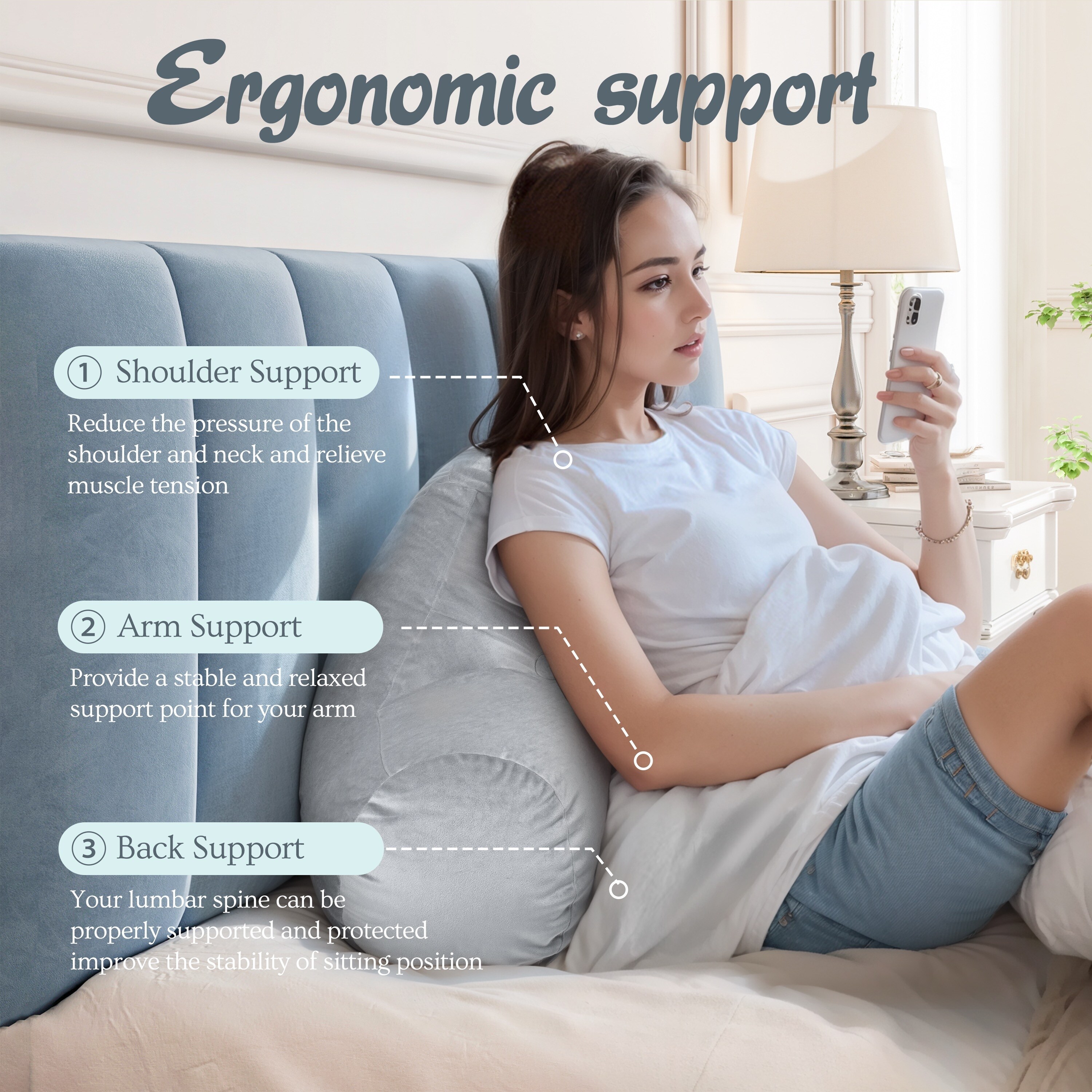 Reading Pillow With Arms Best Backrest Pillow For Bed YaQunie