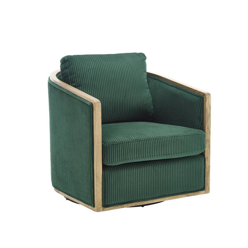 Accent Chair Sofa Chair with High-Density Foam and Curved Back, Degree Swivel Barrel Club Chair Lounge Chair