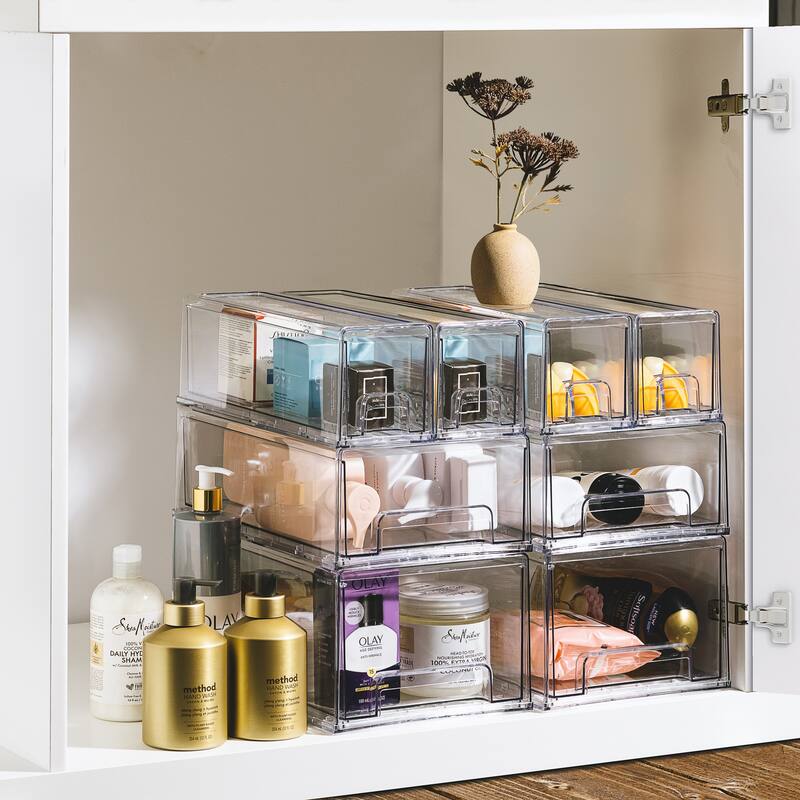Sorbus Medium Clear Stackable Storage Drawers with Handles 2 Pack