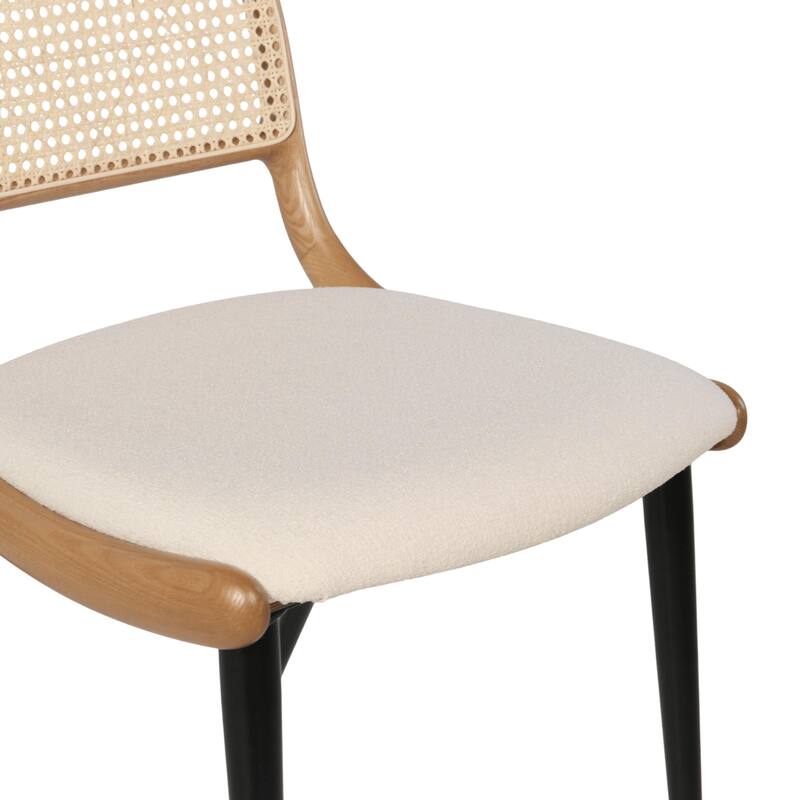 Breuer Chair Company Giola Dining Side Chair w/ Padded Seat Ash Wood Cane Back & Steel Legs (Variations; Made in Italy)