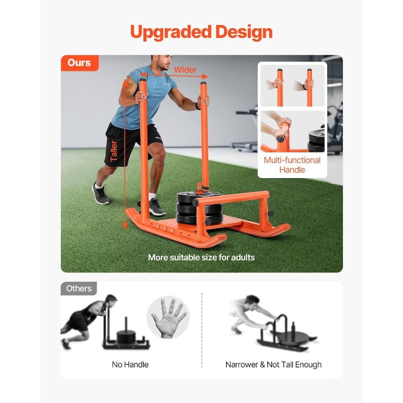 Steel Speed Training Sled with Adjustable Harness and Shoulder Straps for Strength Workouts - 40.6” x 26” x 40.9”