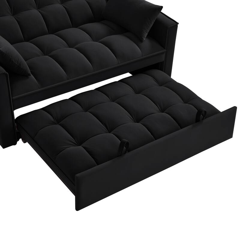 Multi-Function Loveseat Sofa Bed with Pull-Out Mechanism & Built-In Armrest Storage