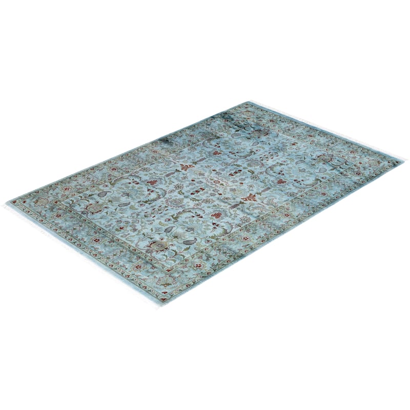 Overdyed, One-of-a-Kind Hand-Knotted Area Rug - Gray - 4' 2" x 6' 3"