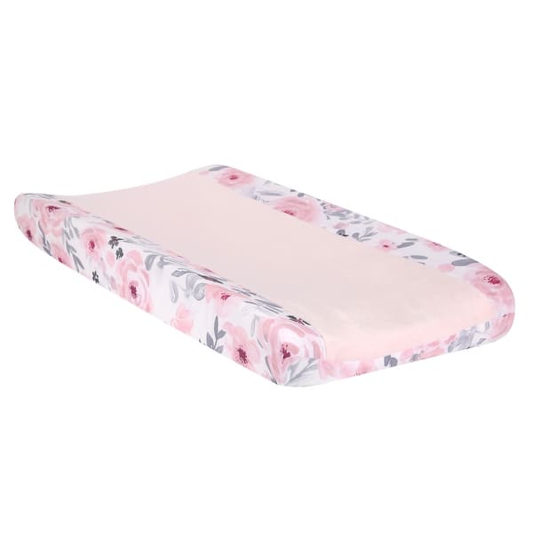 slide 2 of 4, Bedtime Originals Blossom Watercolor Floral Changing Pad Cover - Pink/Gray