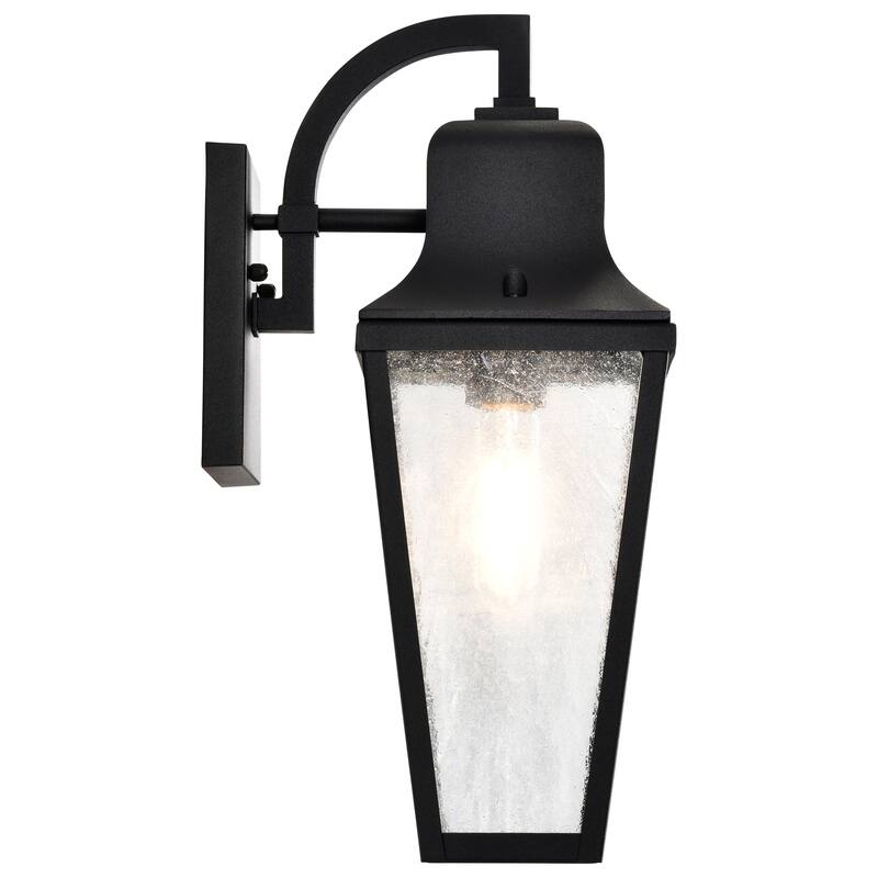 Lawrence 1 Light Medium Wall Lantern Matte Black with Clear Seeded Glass