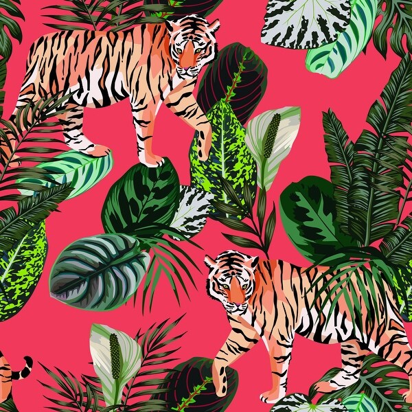 Tiger in the Tropical Jungle Peel and Stick Wallpaper  Bed Bath  Beyond   32616861