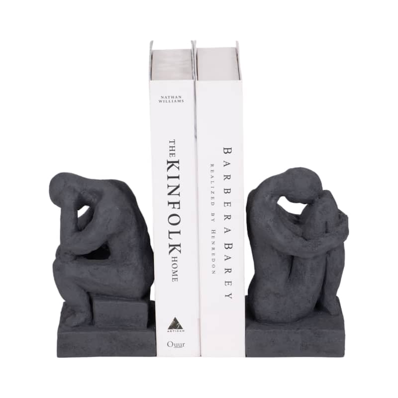 Decorative Abstract Human Figurine Bookends - Set of 2, 7"