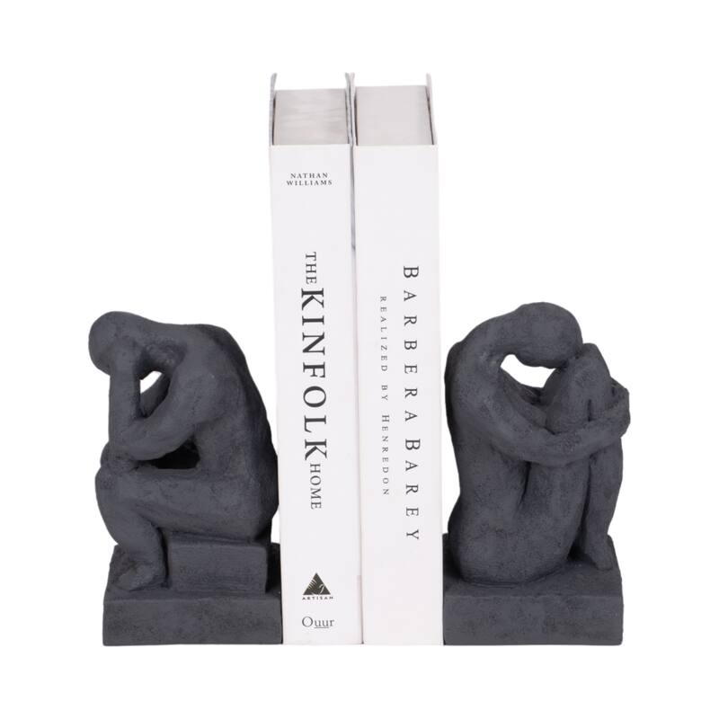 Sagebrook 7" Solid Color Square Thinking Man Bookends - 4" x 3" x 7"