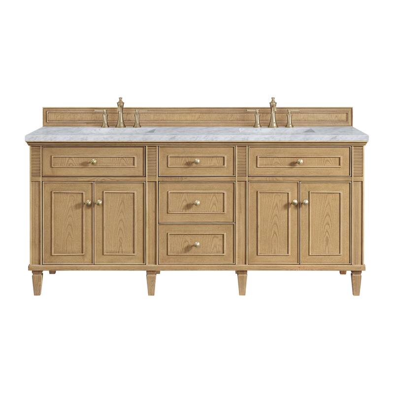 James Martin Vanities 424-V72-3CAR Lorelai 72" Double Basin Wood - Light Natural Oak - Oak Finish