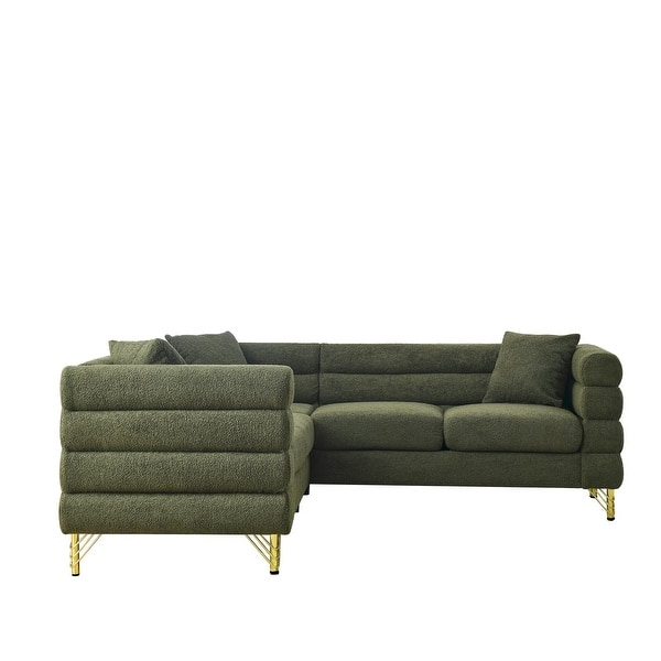 L-Shaped Green Sectional Couch Livingroom 5-Seat Oversized Corner Sofa ...