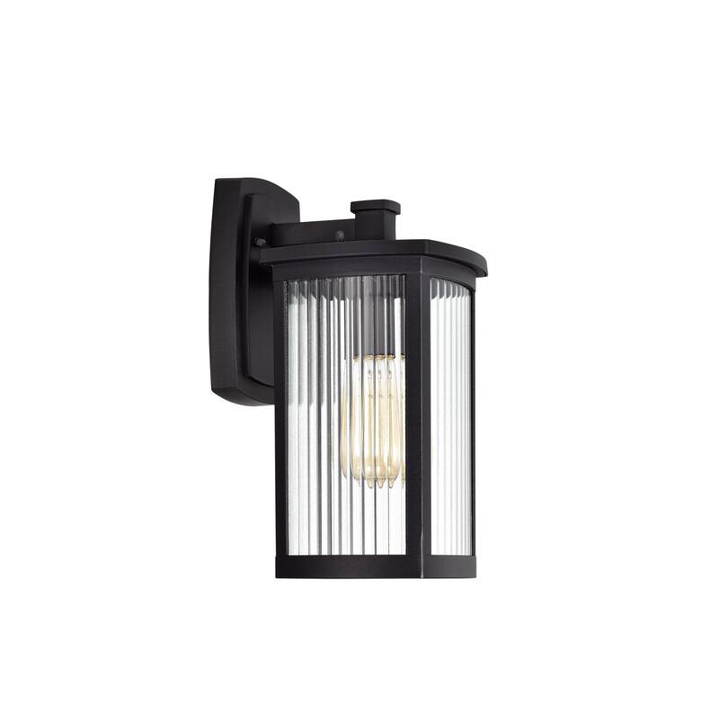 1-light Textured Black Outdoor Wall Lantern