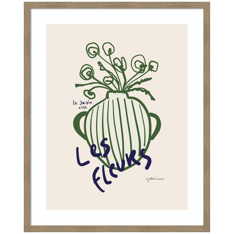 Kate and Laurel Le Jardin by Gabrielly Guedes Framed Wall Art Print - 34x42 - Brown