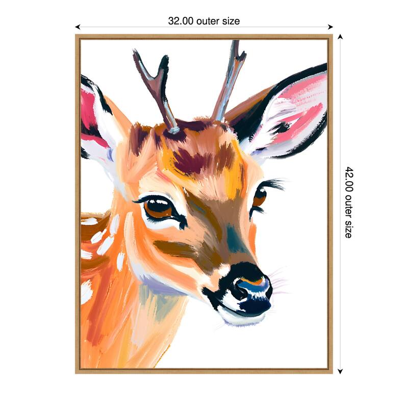 Reh Deer by Ohkimiko Framed Canvas Wall Art - 32 x 42 in
